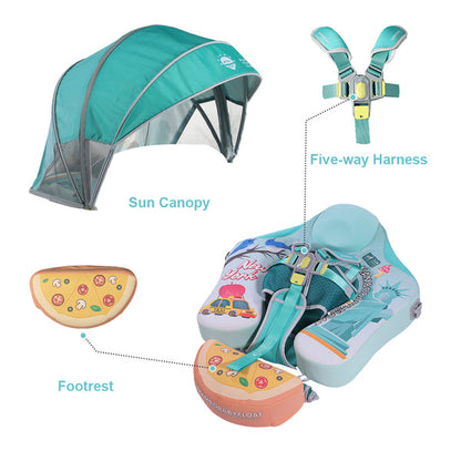 Mambobaby™ New York | Air-Free Baby Swim Float with UPF 50+ Canopy (3–24 Months)