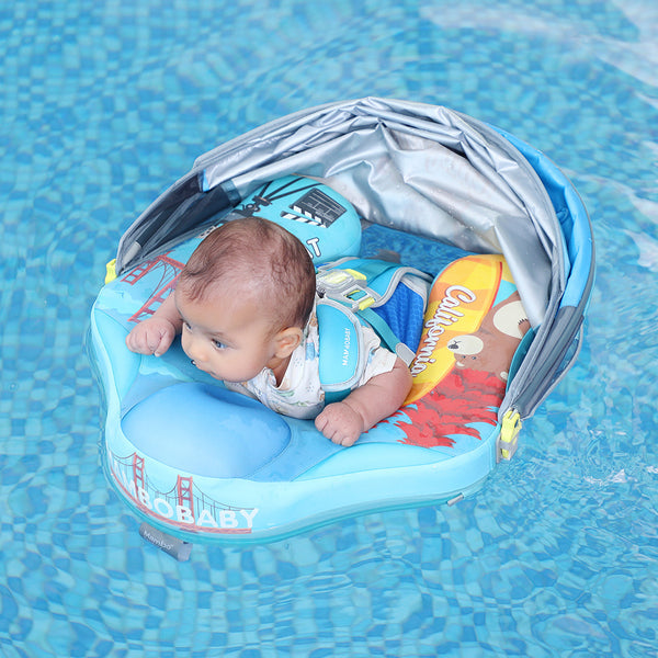 Mambobaby™ California | Air-Free Baby Swim Float with UPF 50+ Canopy (3–24 Months)