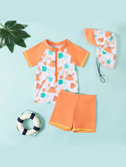 UV50+ SunSafe™ Swim Set (3-Piece: Rash Guard, Shorts & Sun Hat) | Ages 3M-4Y