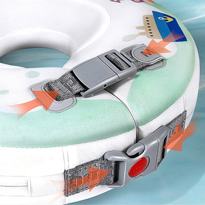 Instructional guide showing how to lock and unlock the Mambobaby neck ring for 100% secure airway protection.