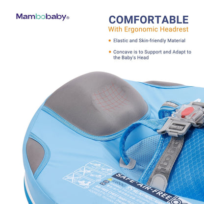 Close-up of the secure Mambobaby 5-point safety harness and dual-clasp locking system designed to prevent slipping or tipping.