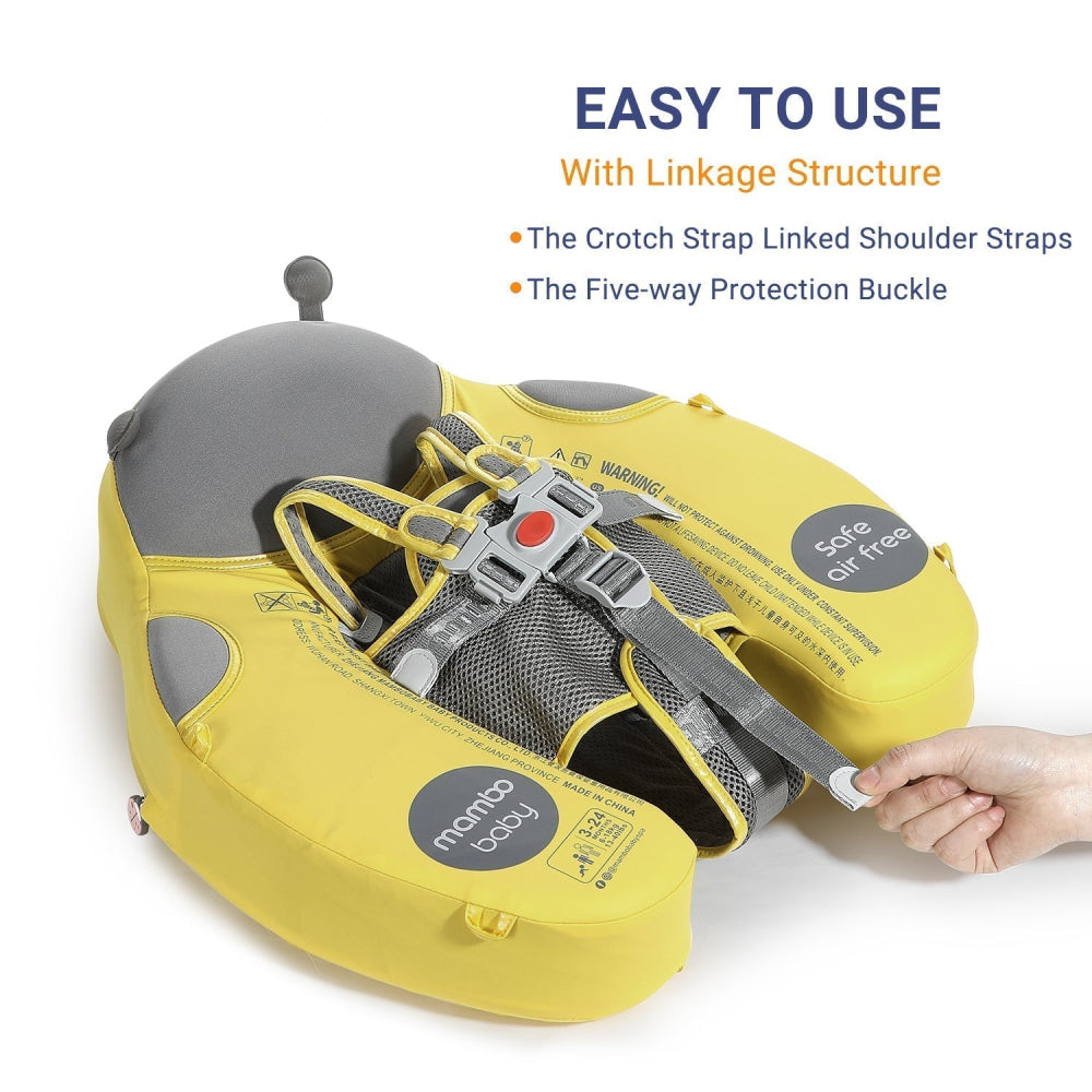 Close-up of the Mambobaby 5-way protection safety buckle and professional dual-clasp harness system.