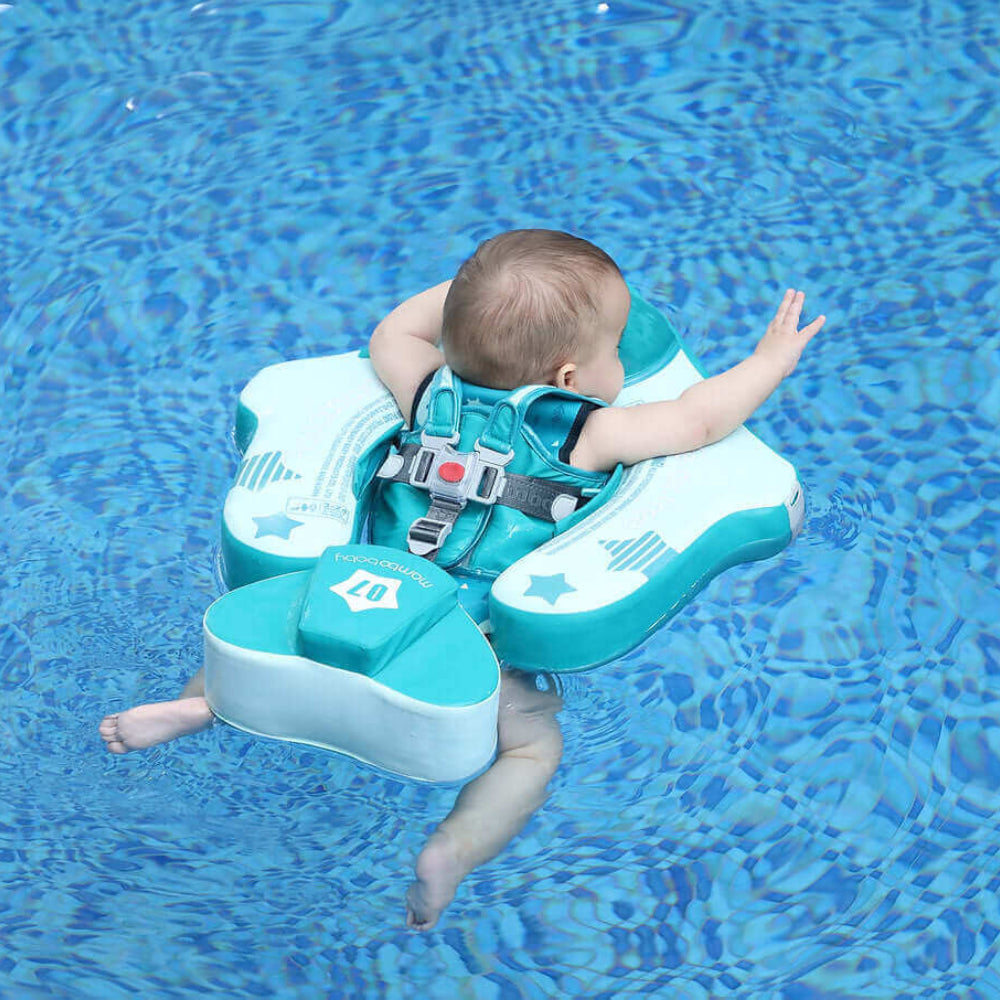 Demonstration of training modes for toddlers in the Mambobaby Airplane float: Breaststroke and Backstroke.