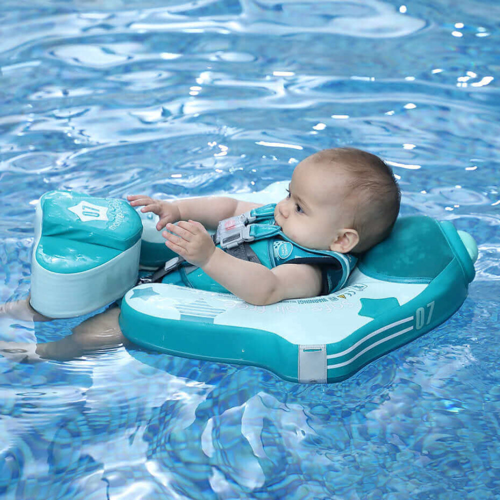 Demonstration of training modes for toddlers in the Mambobaby Airplane float: Breaststroke and Backstroke.