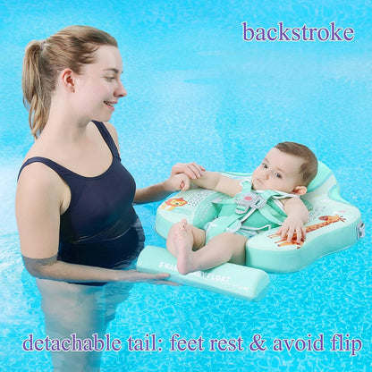 Original Mambobaby™ Air-Free Baby Float Animal Edition for 3-24 months. This puncture-proof PearlFoam™ float features a UPF 50+ UV canopy and 5-point safety harness for maximum pool safety worldwide.