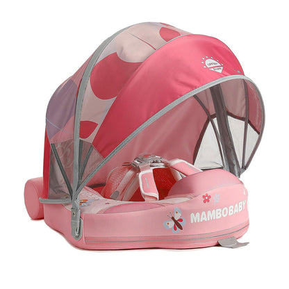 Original Mambobaby™ Air-Free Baby Float Animal Edition for 3-24 months. This puncture-proof PearlFoam™ float features a UPF 50+ UV canopy and 5-point safety harness for maximum pool safety worldwide.