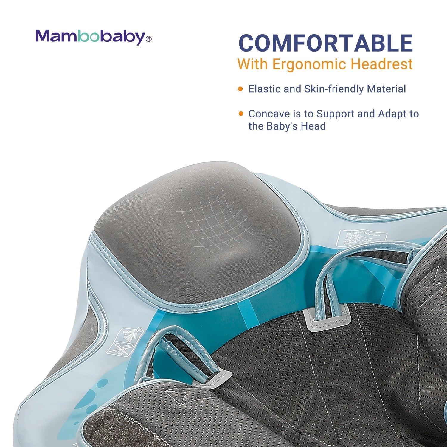 Safe swimming session with the Mambobaby Turtle float headrest featuring advanced UPF 50+ UV solar shielding.
