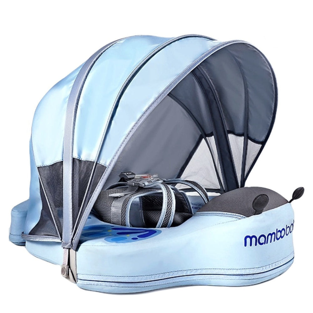 Official Mambobaby Butterfly Luxury Edition air-free baby float with puncture-proof PearlFoam and UV canopy.