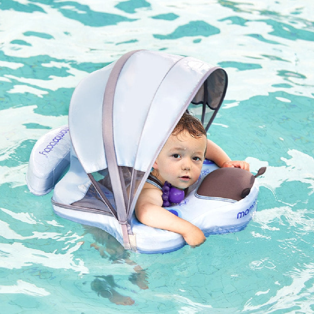 Mambobaby removable UPF 50+ sunshade canopy providing 98% UV protection with breathable airflow mesh.