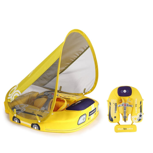 Original Mambobaby Car Series air-free baby chest float with UPF 50+ canopy for infants 3-24 months.