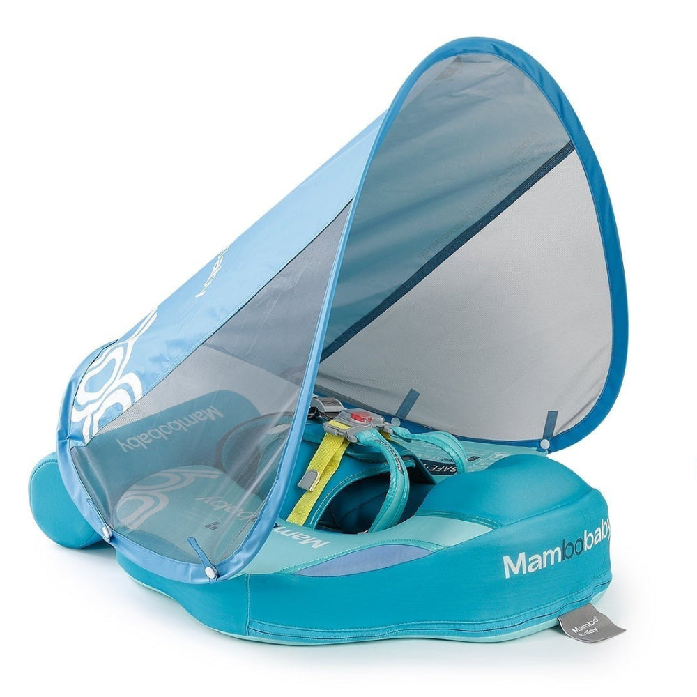 Official Mambobaby Classic Sport Edition air-free baby float with puncture-proof PearlFoam and UV protection canopy.