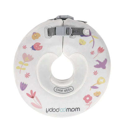 Mambobaby Donut Neck Float providing safe head support for an infant during a home baby spa hydrotherapy session.