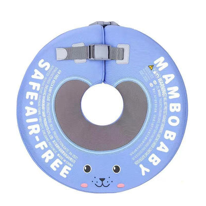 The Blue Edition Mambobaby air-free neck float featuring waterproof TPU fabric and puncture-proof PearlFoam technology.