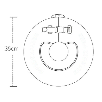 Technical size chart for the Mambobaby neck float showing 35cm