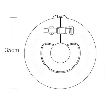 Technical size chart for the Mambobaby neck float showing 35 cm