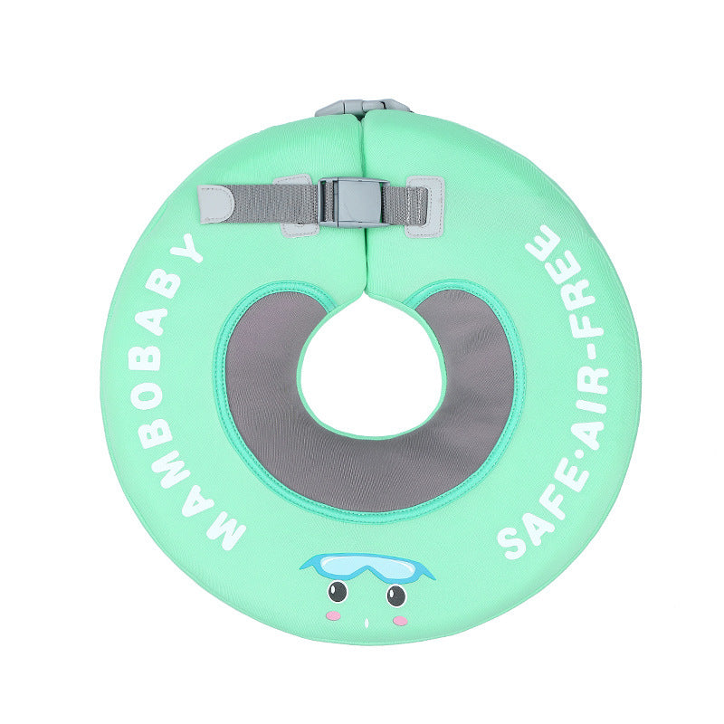 The green Edition Mambobaby air-free neck float featuring waterproof TPU fabric and puncture-proof PearlFoam technology.