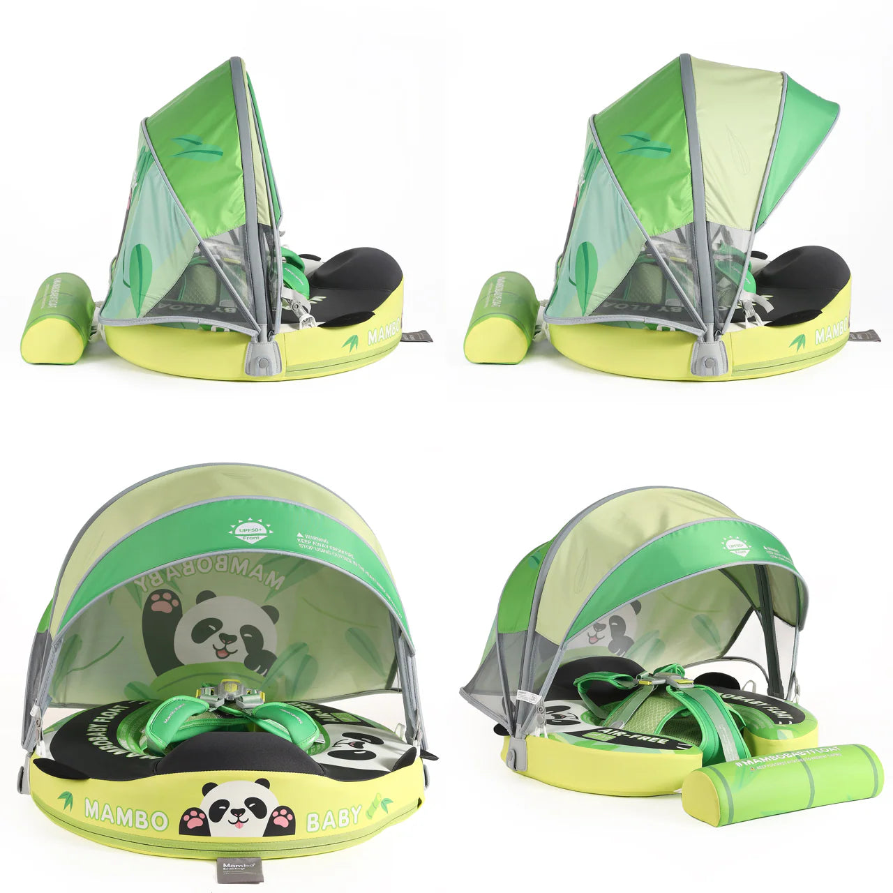 Mambobaby Panda edition removable UPF 50+ sun canopy providing 98% UV protection and 360-degree breathable airflow.