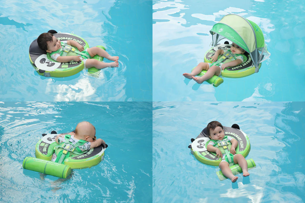Demonstration of breaststroke training and backstroke relaxation modes for motor skill development in a Mambobaby float.