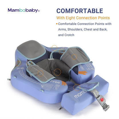 Detailed view of the secure 5-point safety harness and dual-clasp locking system on the Mambobaby Penguin float.