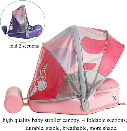 A high-quality, stroller-style UV canopy for the Mambobaby™ float. Featuring professional UPF 50+ sun protection, this adjustable sunshade blocks 98% of harmful UV rays. Designed with breathable mesh and a sturdy frame for maximum shade and airflow.