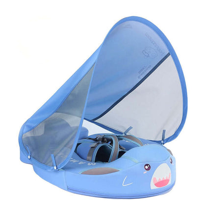The blue Edition Mambobaby Shark float featuring premium waterproof TPU leather and a puncture-proof solid core.