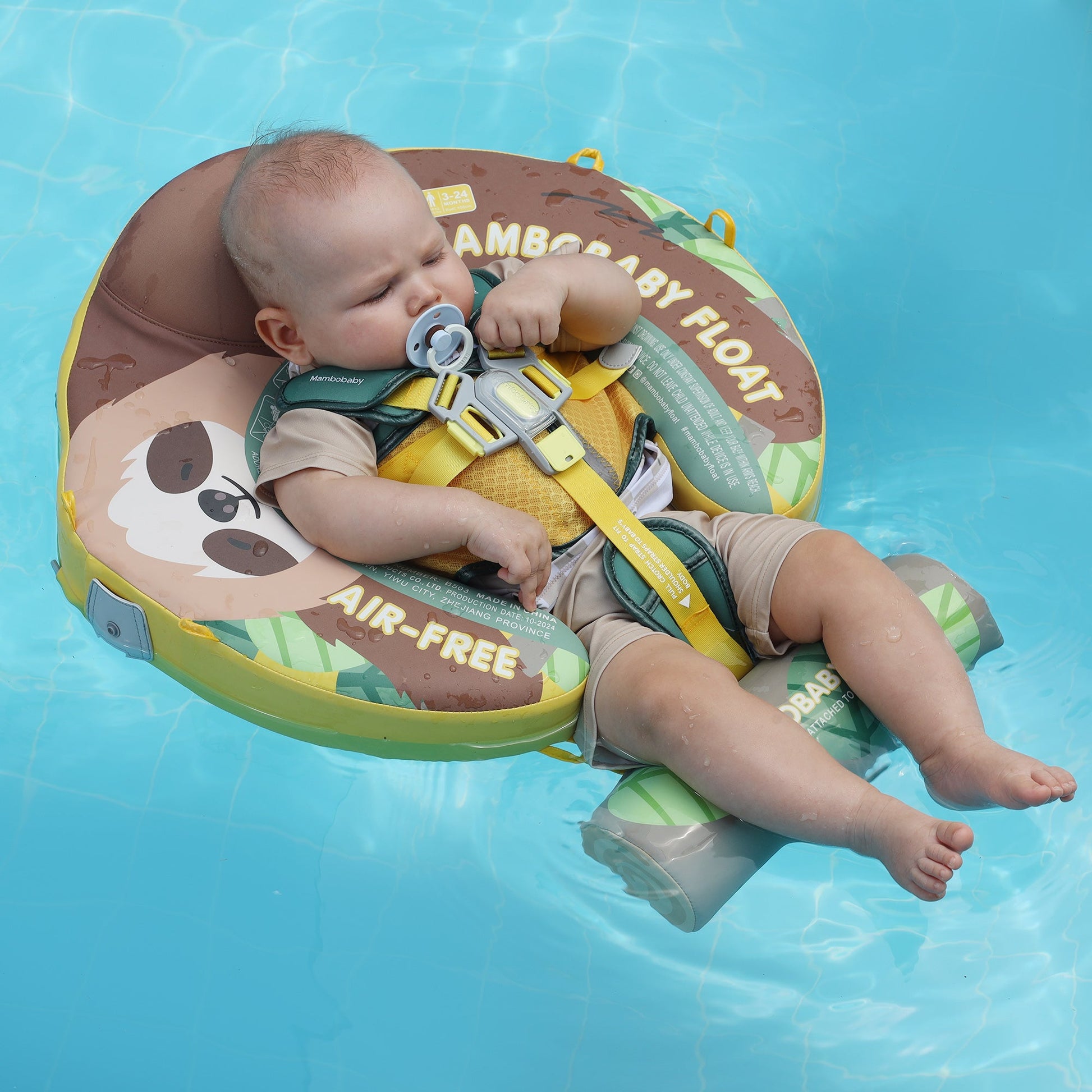 Demonstration of breaststroke training and backstroke relaxation modes using the Mambobaby Sloth swim trainer.