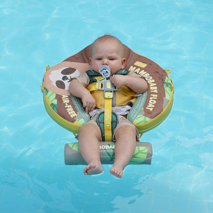 Newborn using the Mambobaby Sloth float for hydrotherapy in a calm pool, promoting motor skill development and relaxation.