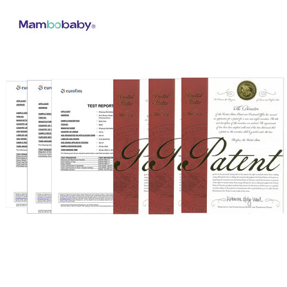 Official Mambobaby worldwide patent and safety certification document proving authentic air-free technology and legal protection.