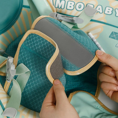 Dual-protection button lock system ensures baby stays secure in the float at all times.