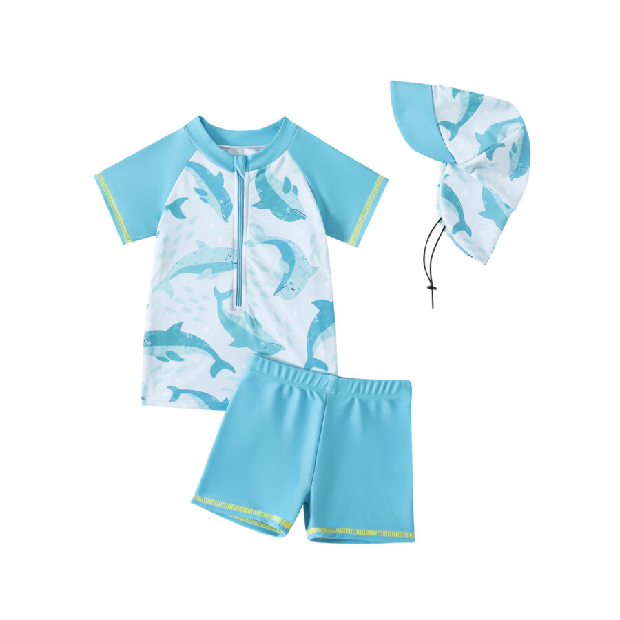 Baby & Toddler Swim Outfit – 3-Piece Set with Detachable Hat (3 Months to 4 Years) - Image 3