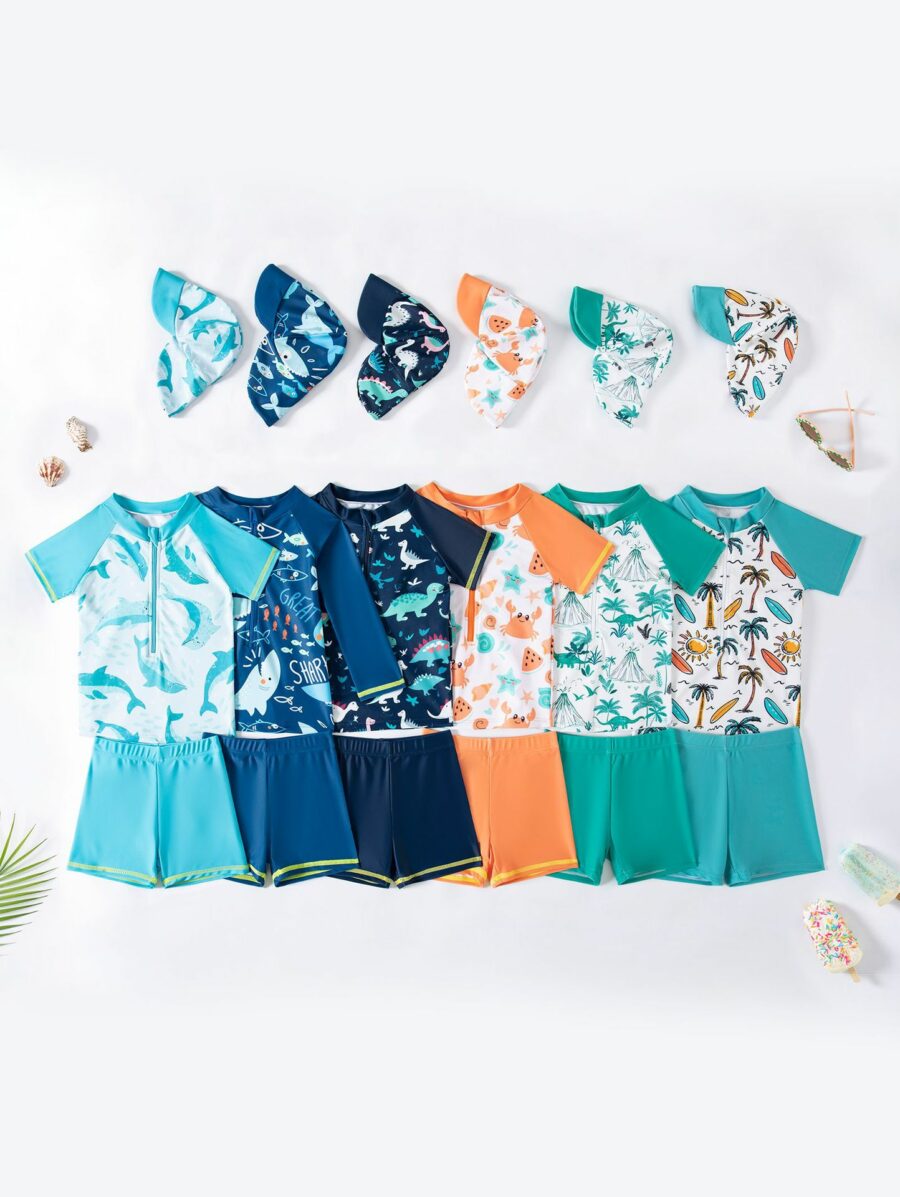 Baby & Toddler Swim Outfit – 3-Piece Set with Detachable Hat (3 Months to 4 Years)